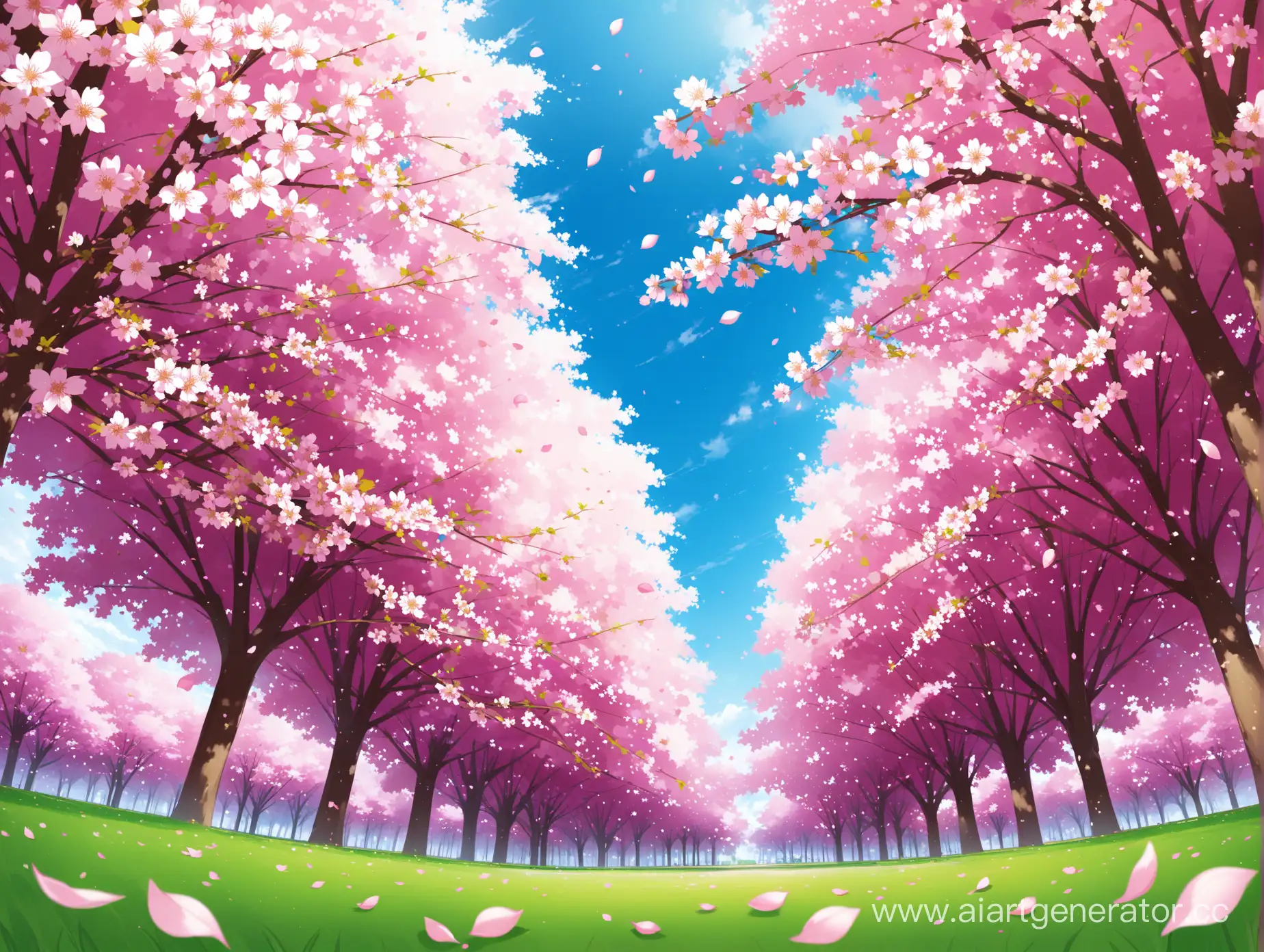 Sakura-Petals-Falling-in-Park-Tranquil-View-from-Below