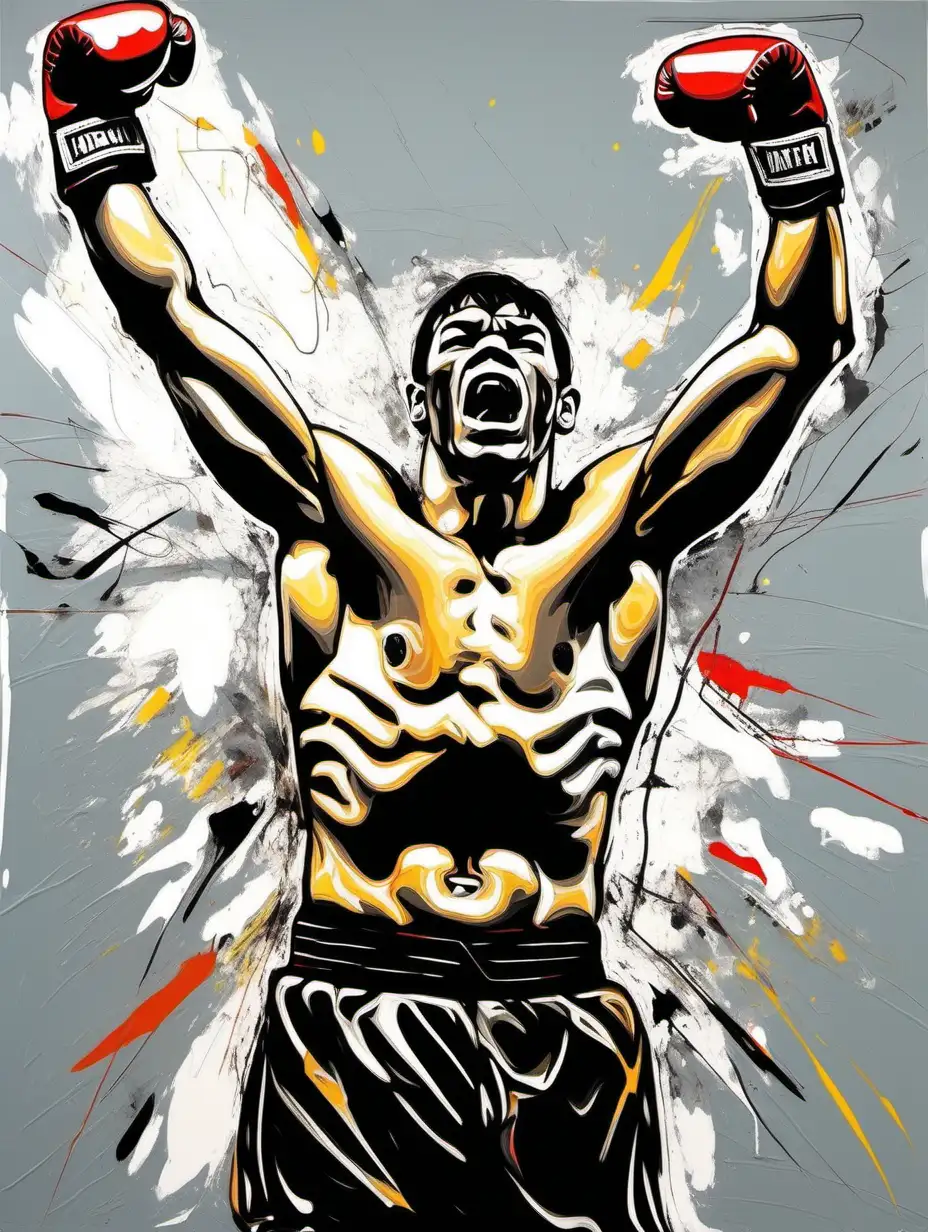 Energetic Boxer Embracing Abstract Expressionism