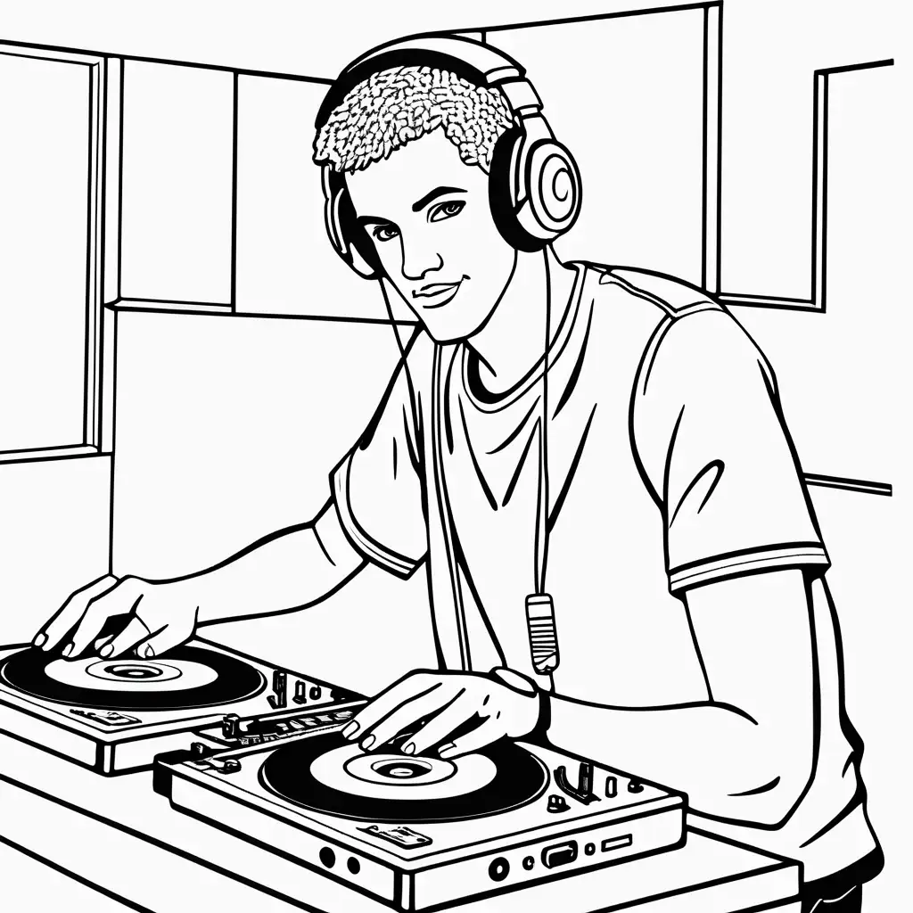Vibrant and Simple DJ Coloring Page