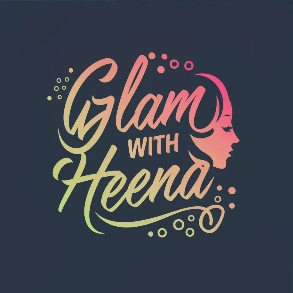 logo, Makeup expert, with the text "Glam with heena", typography, be used in Beauty Spa industry