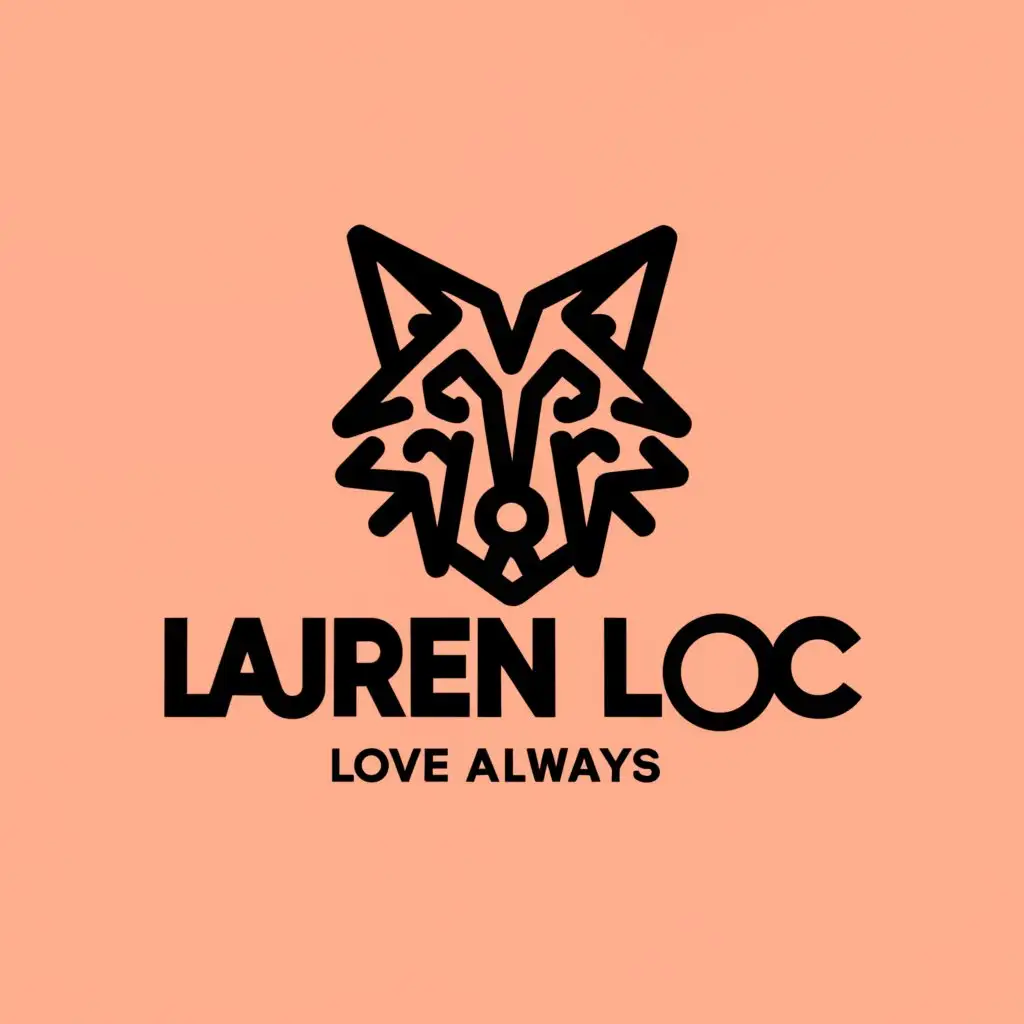 a logo design,with the text 'Lauren Lo Loc', main symbol:wolf, unity, individual, real, LOVE ALWAYS,Moderate,be used in Entertainment industry,clear background