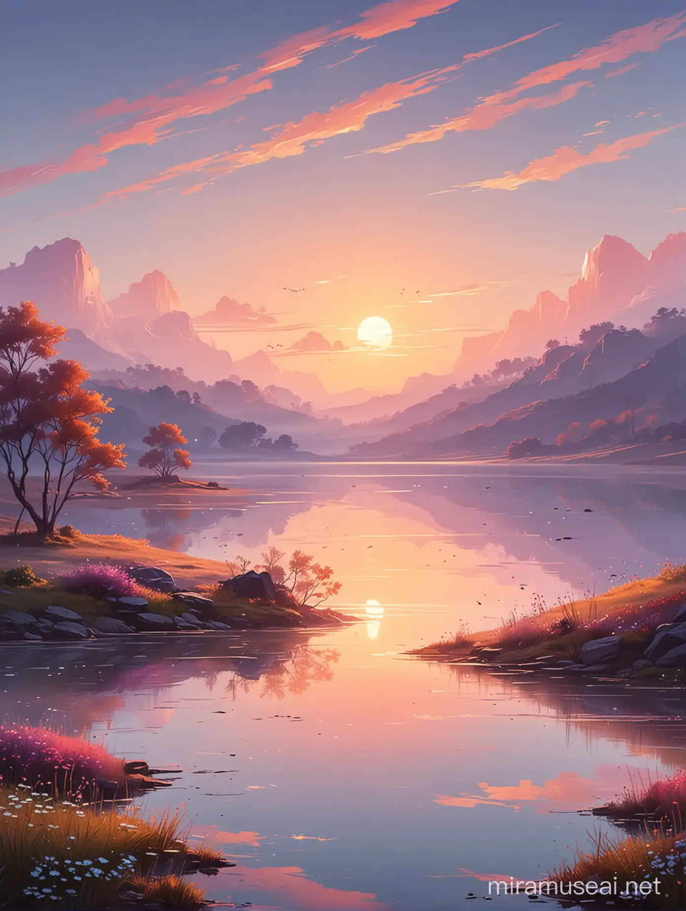 Soothing Aesthetic Abstract Landscape Painting