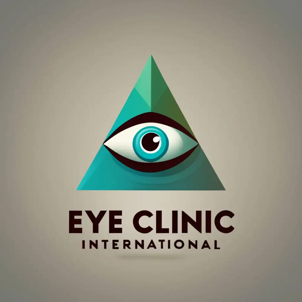 LOGO-Design-For-Eye-Clinic-International-Modern-3D-Pyramid-with-Expressive-Eye-and-Typography