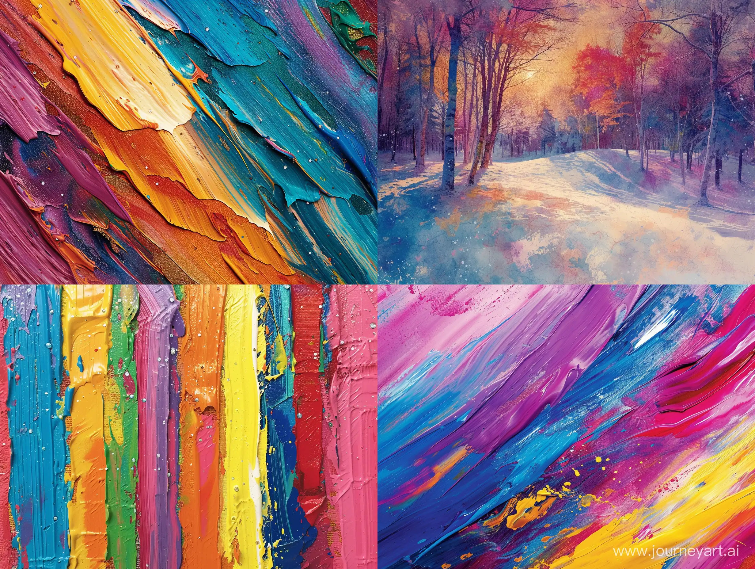 Winter-Wonderland-Art-Vibrant-Streaks-of-Paint-in-a-Captivating-Landscape