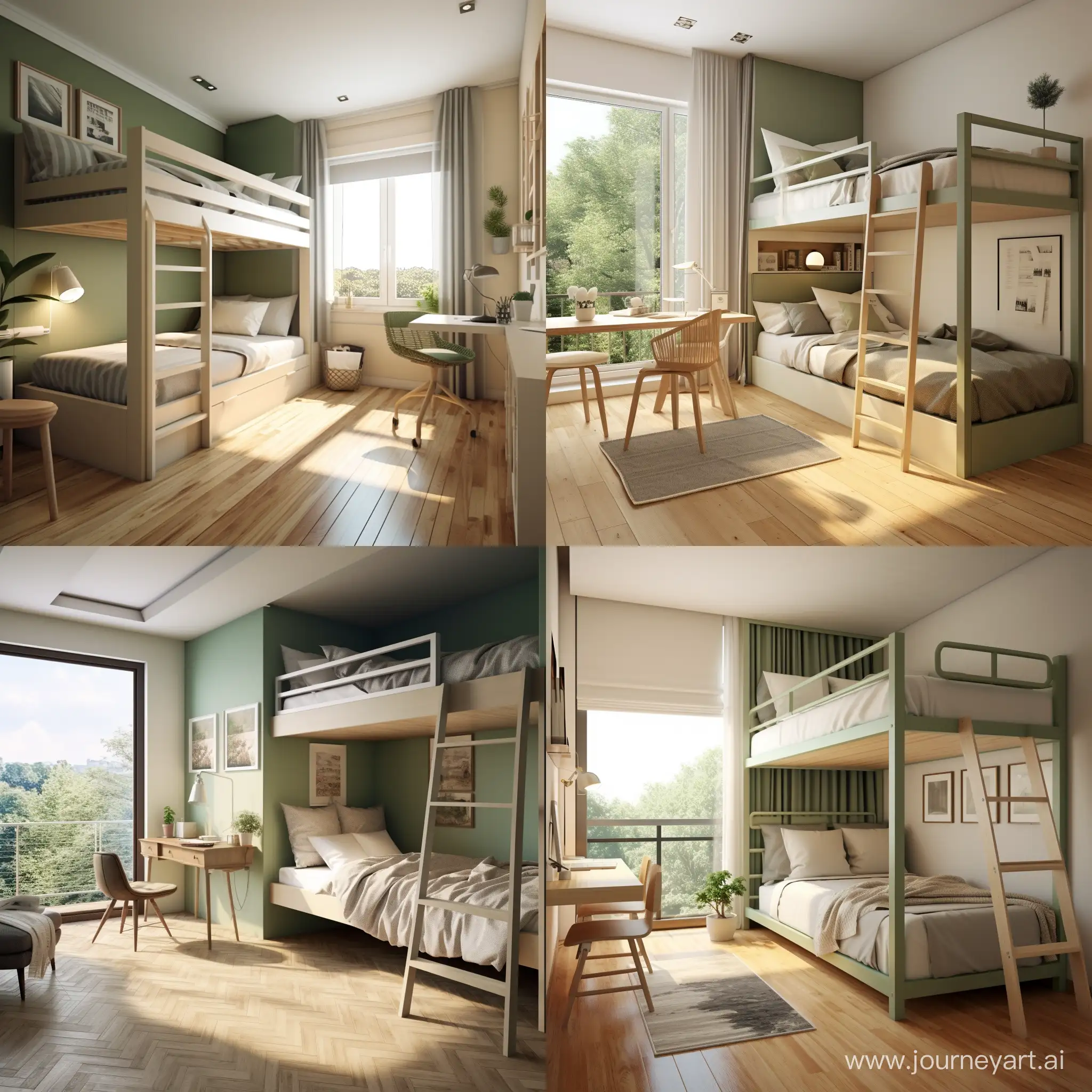 Modern-Style-Single-Room-with-Bunk-Bed-and-Balcony-View