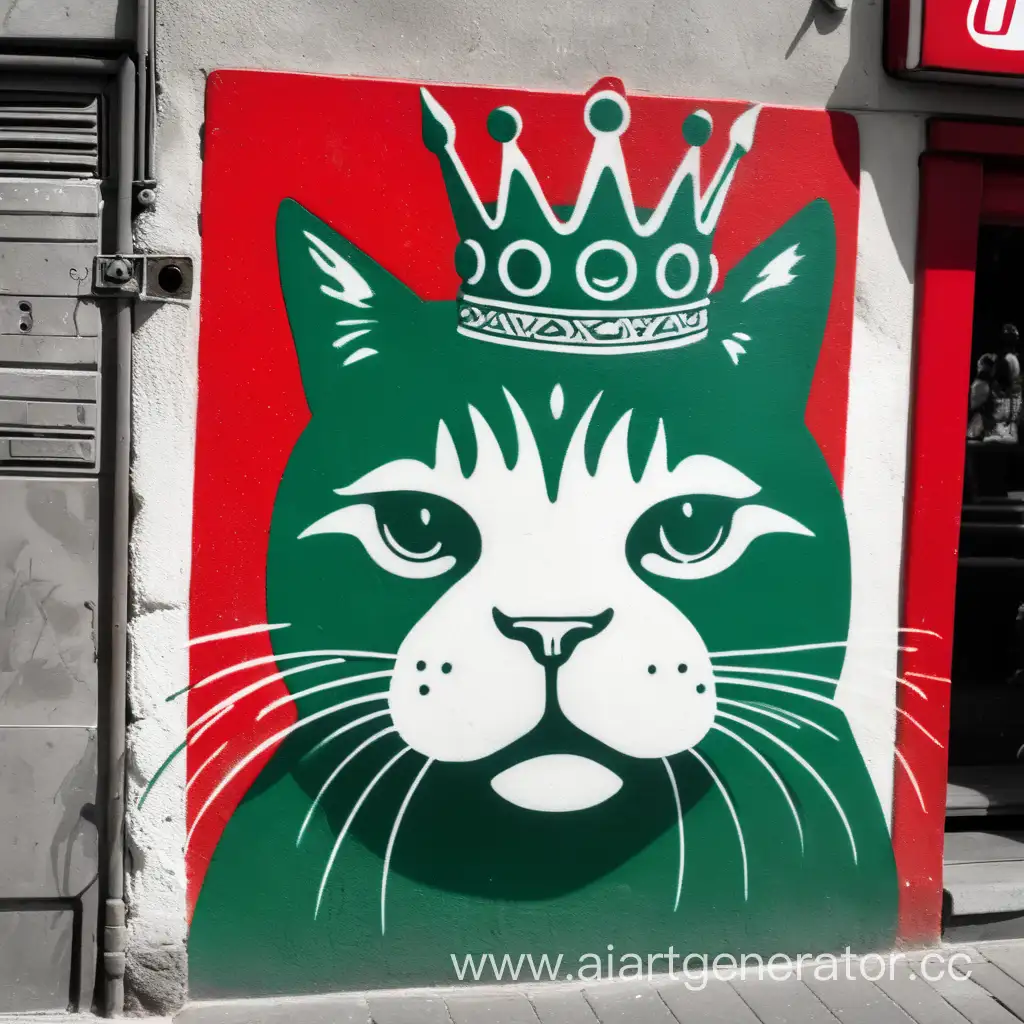 Multicolored-Street-Art-Stencil-Featuring-a-Royal-Cat