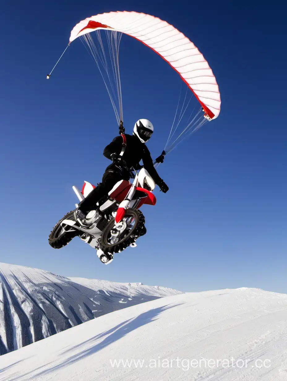 Thrilling-Motorcyclist-Skiing-with-Parachute-for-Extreme-Adrenaline-Rush