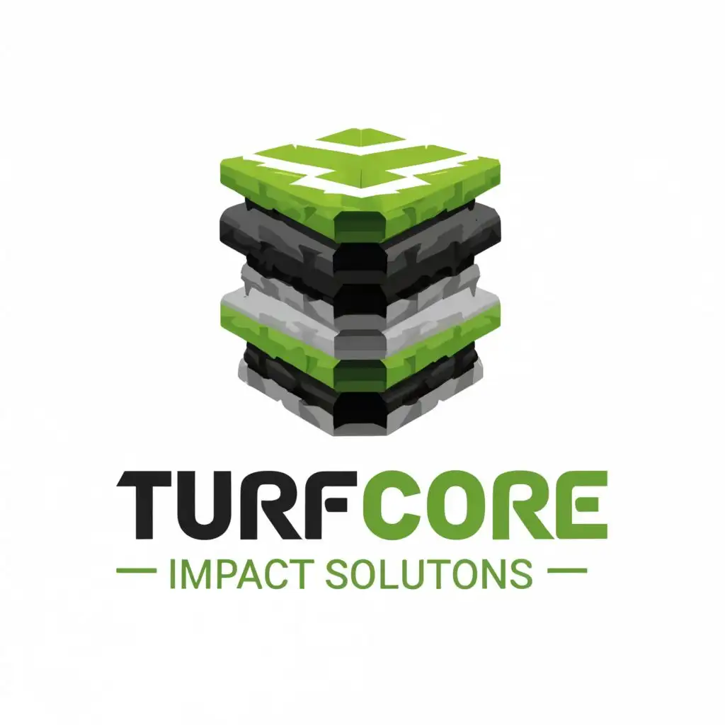 LOGO-Design-for-Turf-Core-Impact-Solutions-TriLayer-Foam-Padding-Symbol-in-Green-White-and-Gray-for-Sports-Fitness-Industry