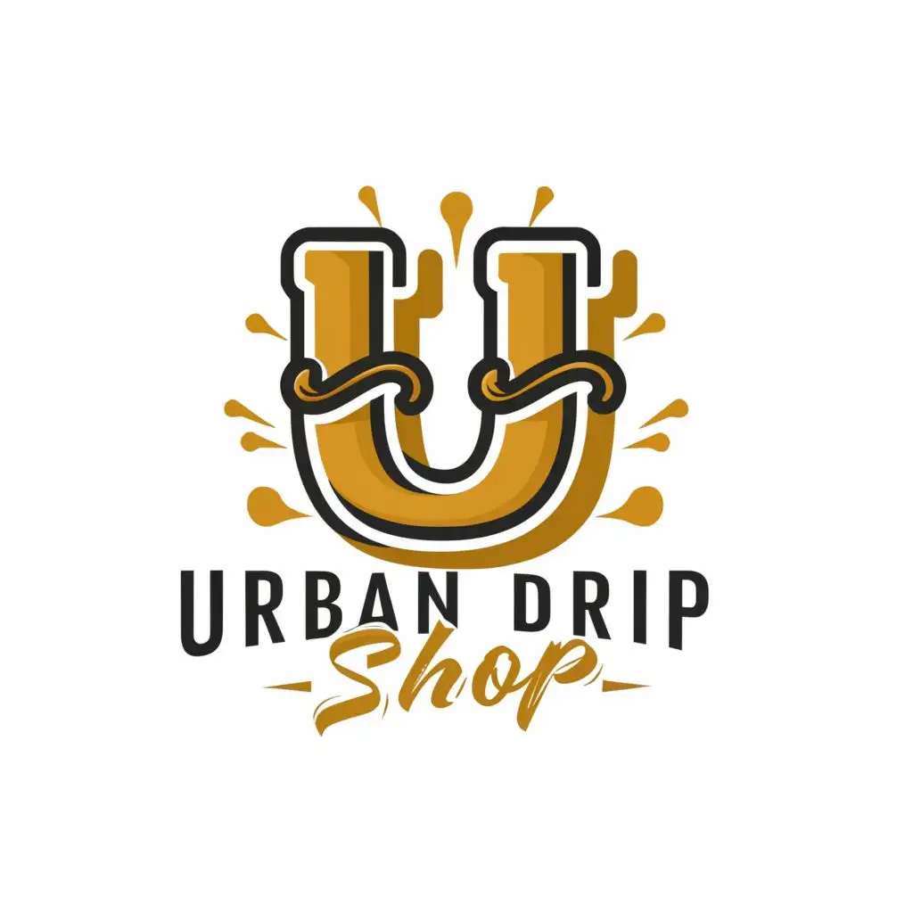 logo, U, with the text "URBAN DRIP SHOP", typography, be used in Entertainment industry
