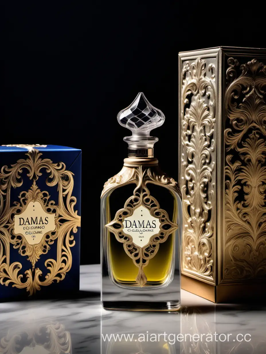 a bottle of damas cologne sitting next to a box, a flemish Baroque by Demetrios Farmakopoulos, instagram contest winner, dau-al-set, dynamic composition, contest winner, feminine