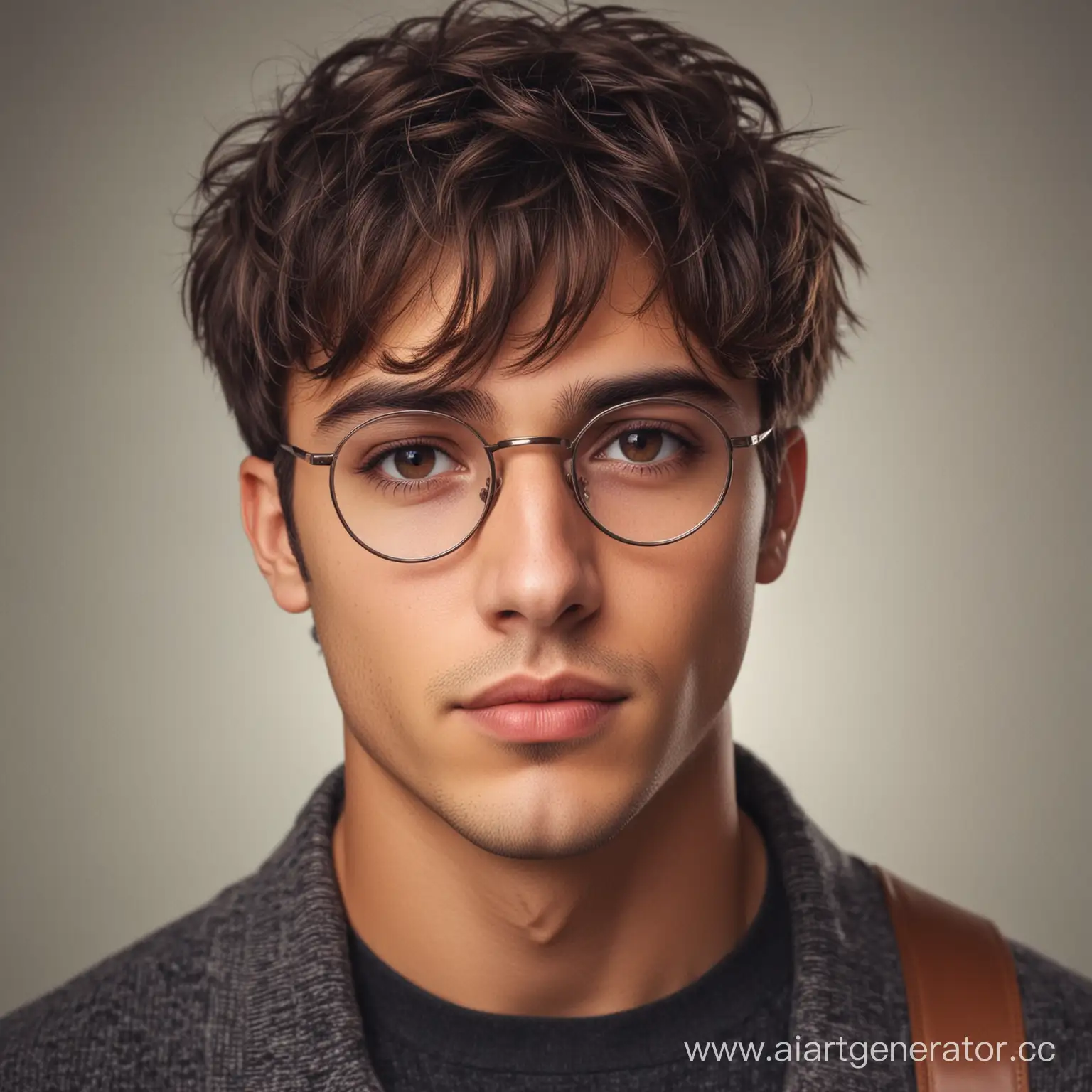 Young-Brunet-Man-with-Round-Glasses-Captivating-Charm