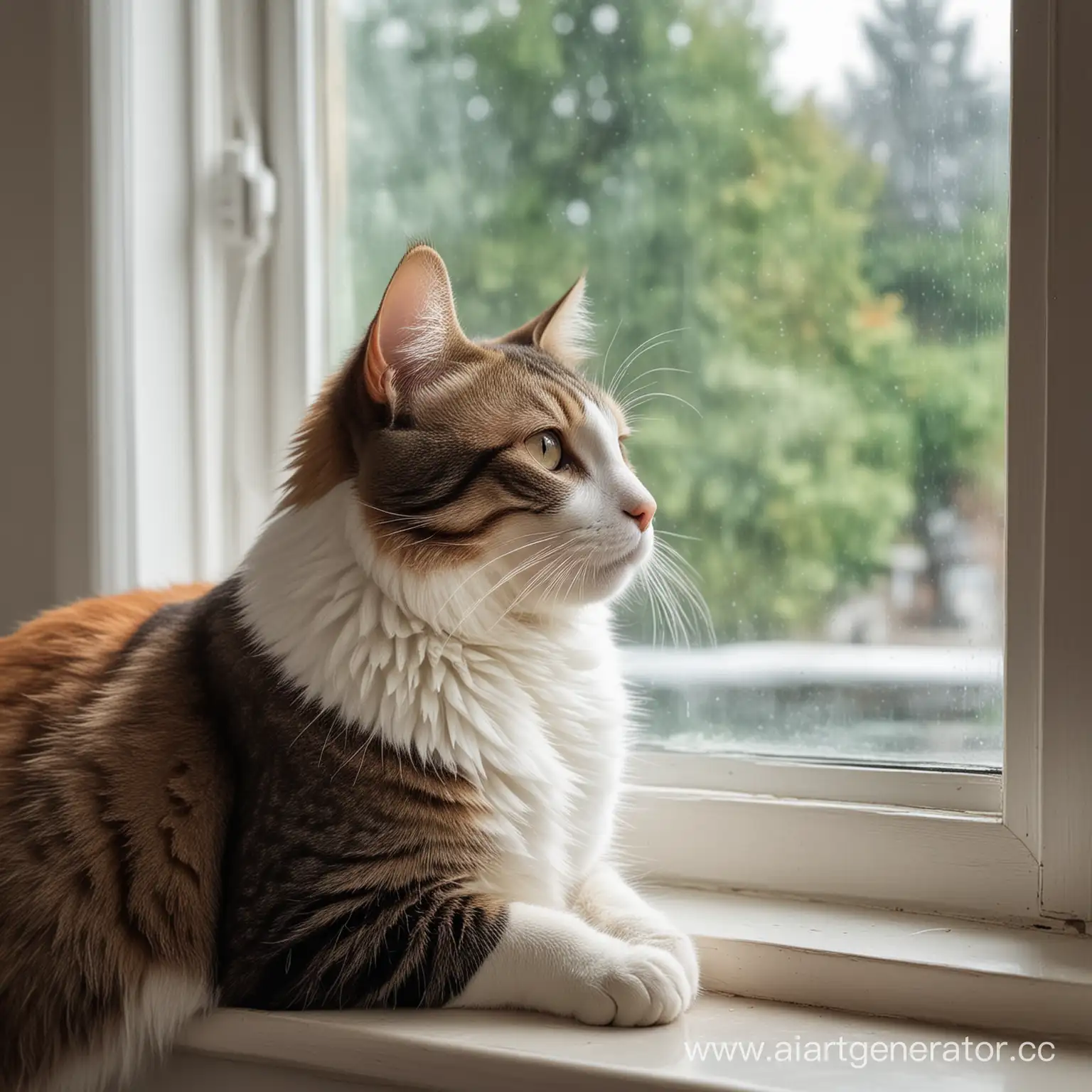 кот на подоконнике на фоне окна