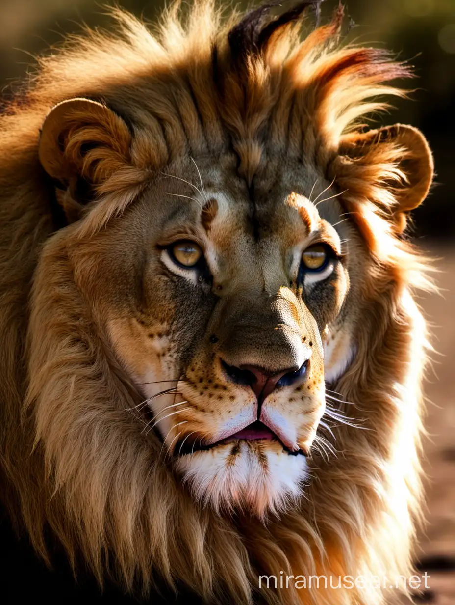 Majestic Lion Roaming Through the African Savanna at Sunset