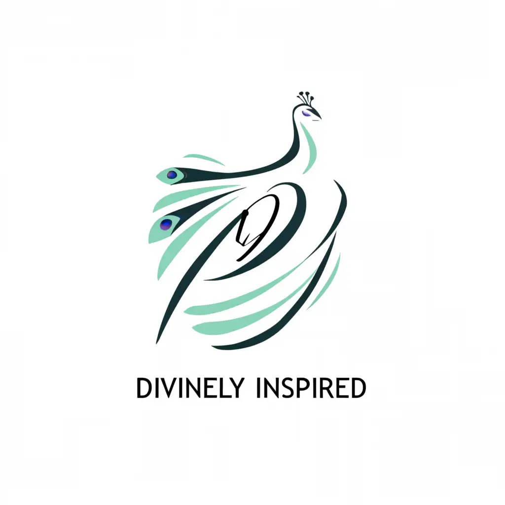 a logo design,with the text "Divinely Inspired", main symbol:DI 
abstract peacock
,Moderate,be used in Beauty Spa industry,clear background