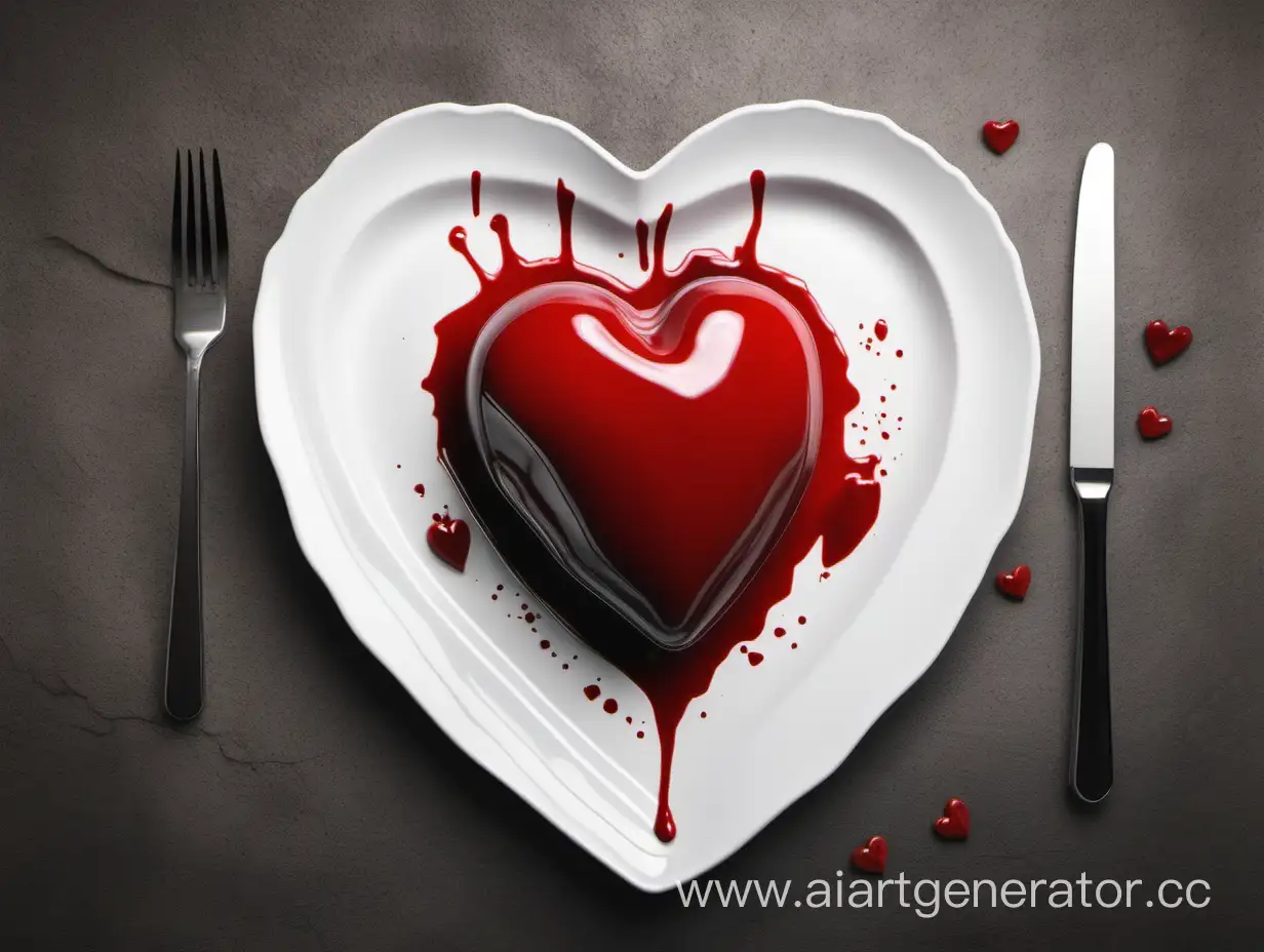 Realistic-Heart-Dish-on-Plate-with-Valentines-Blood