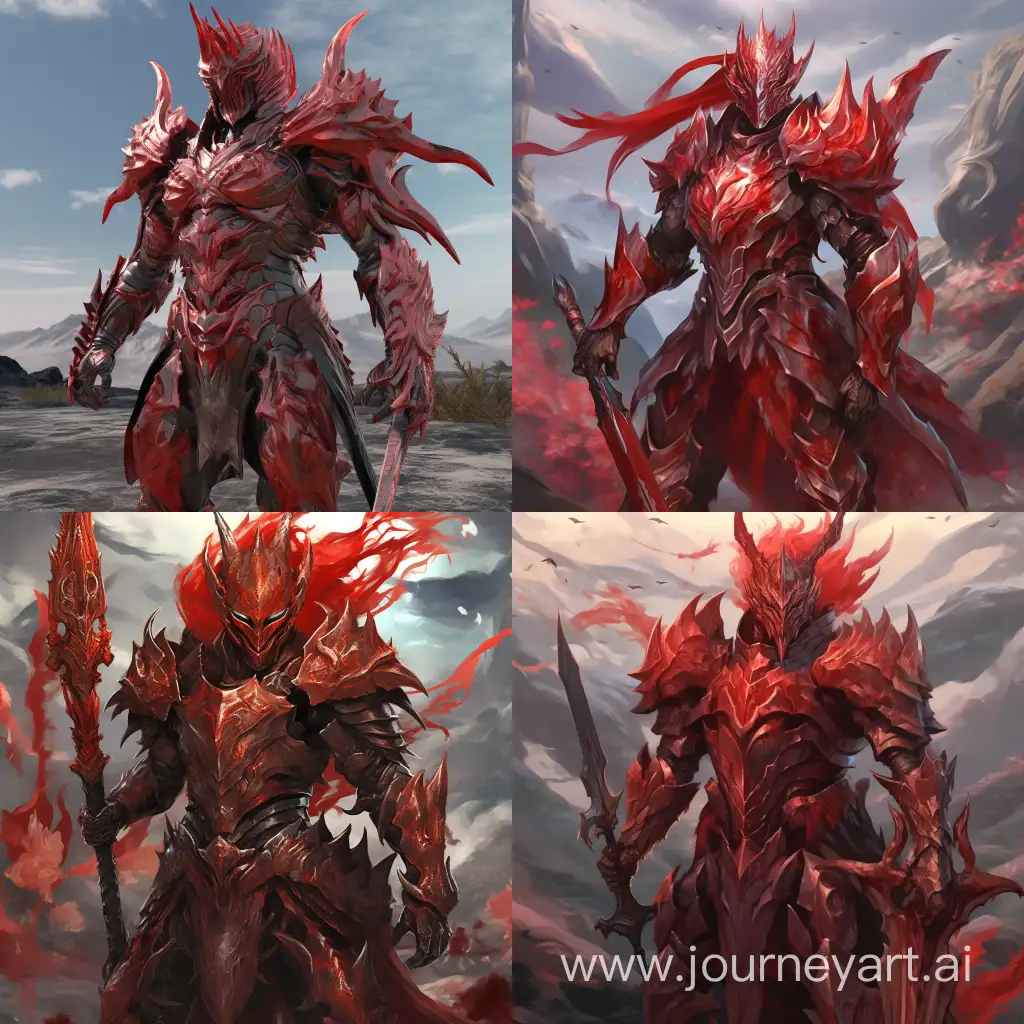 Crimson-Dragon-Scale-Living-Armor-in-Flower-Field