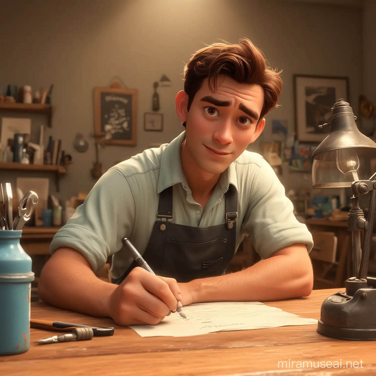Hardworking Professional in Animated Disney Pixar Style