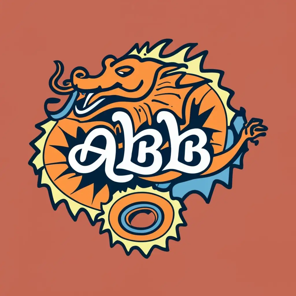 logo, an orange dragon wrapping around the logo name, with the text "A.B.B", typography in capital letters