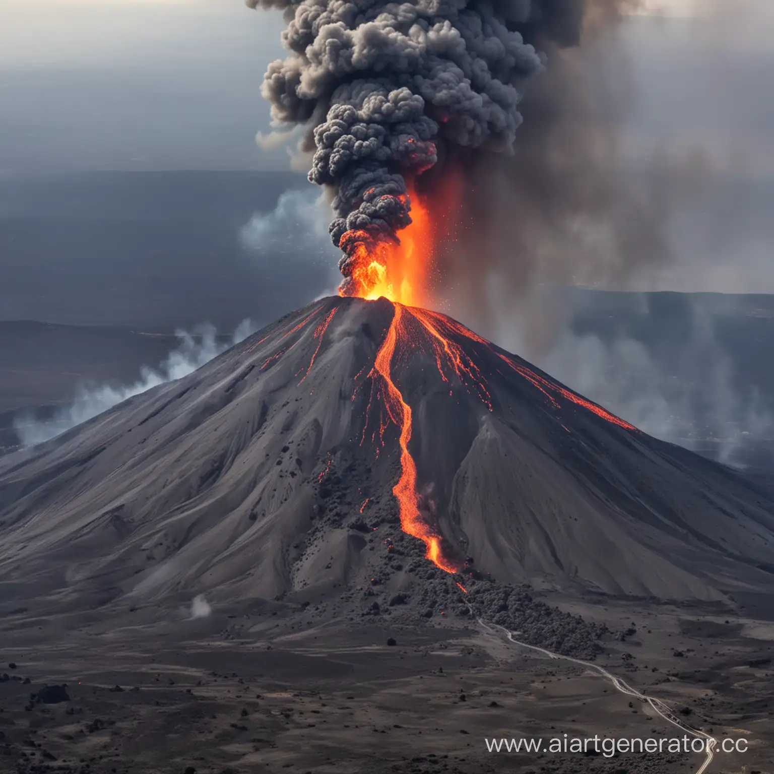 Volcanic-Eruption-with-Ash-Cloud-and-Lava-Flow