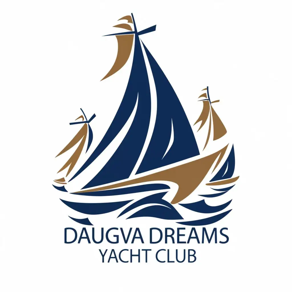 a logo design,with the text "Daugava Dreams
yacht club", main symbol:DD yacht,Moderate,clear background