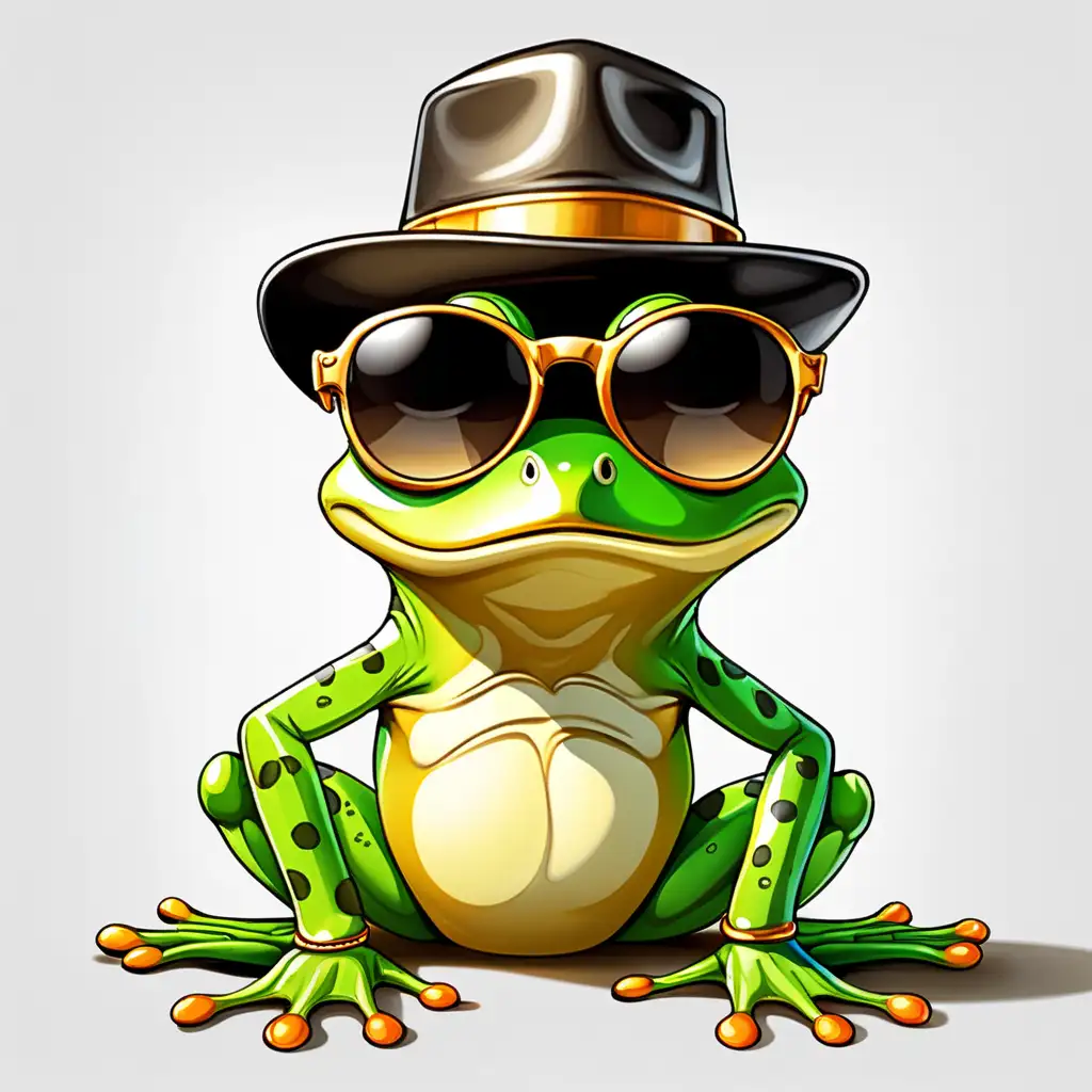 Stylish Cartoon Frog with Sunglasses and Hat