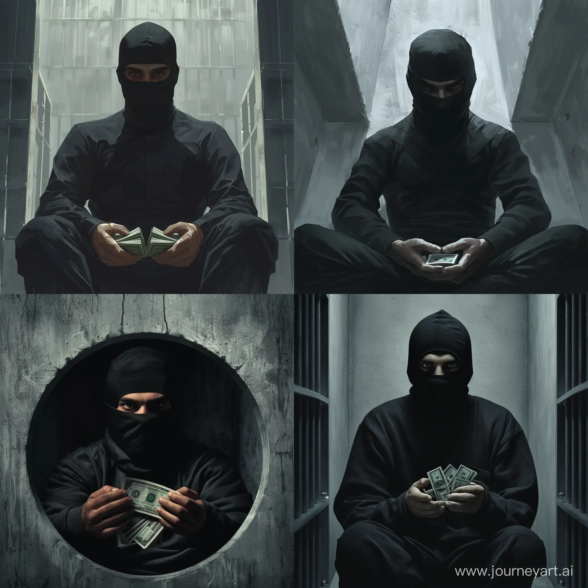 Mysterious-Bandit-Counting-Stolen-Cash-in-a-Stark-Prison-Cell