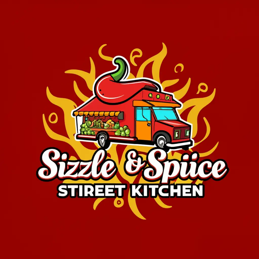 a logo design,with the text "Sizzle and Spice Street Kitchen", main symbol:spicey food
Mexican
food truck,complex,be used in Restaurant industry,clear background