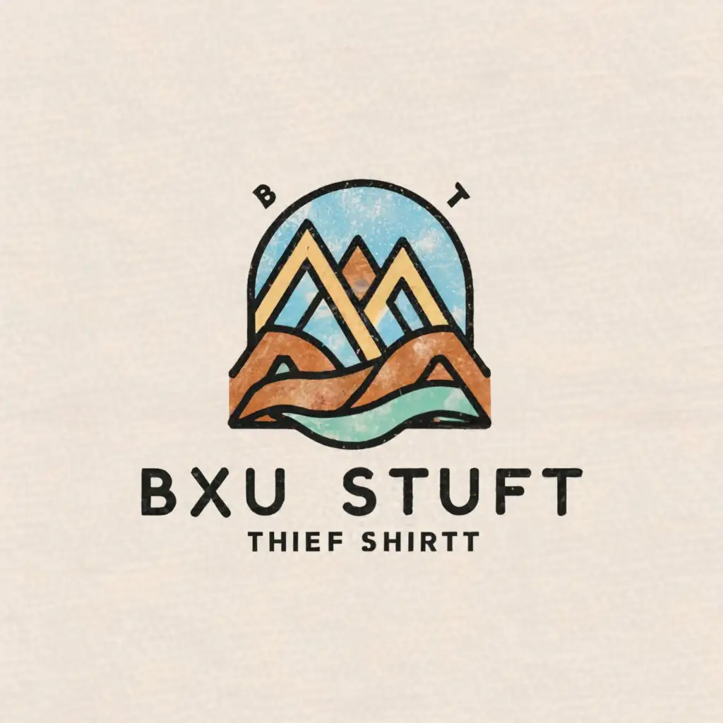 a logo design,with the text "BXU STUFF shirt", main symbol:Nature , mountain ,waves,Minimalistic,clear background