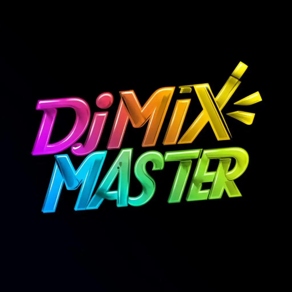 logo, colorful, with the text "DJ.MIXMASTER", typography