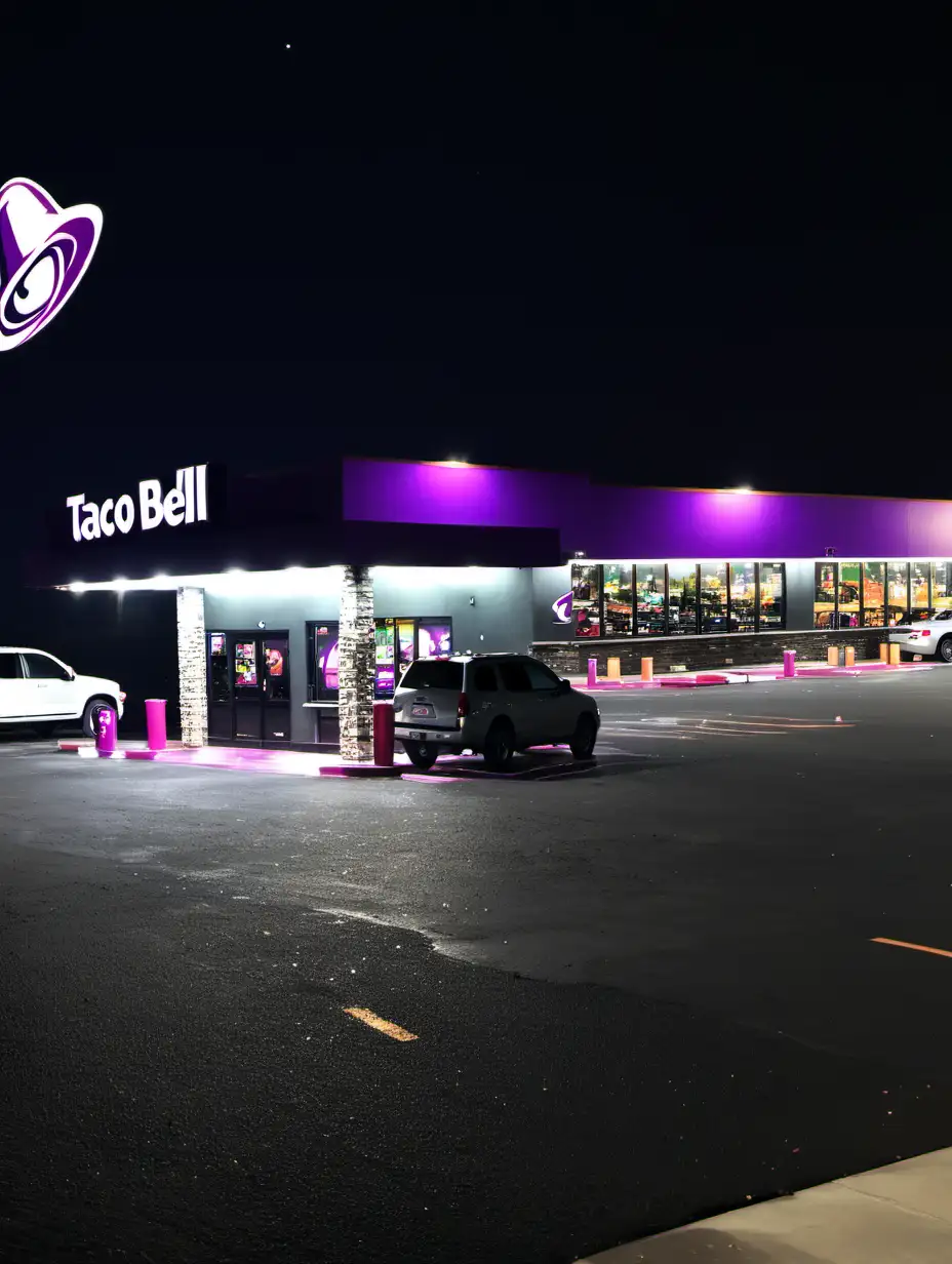 taco bell parking lot at night 