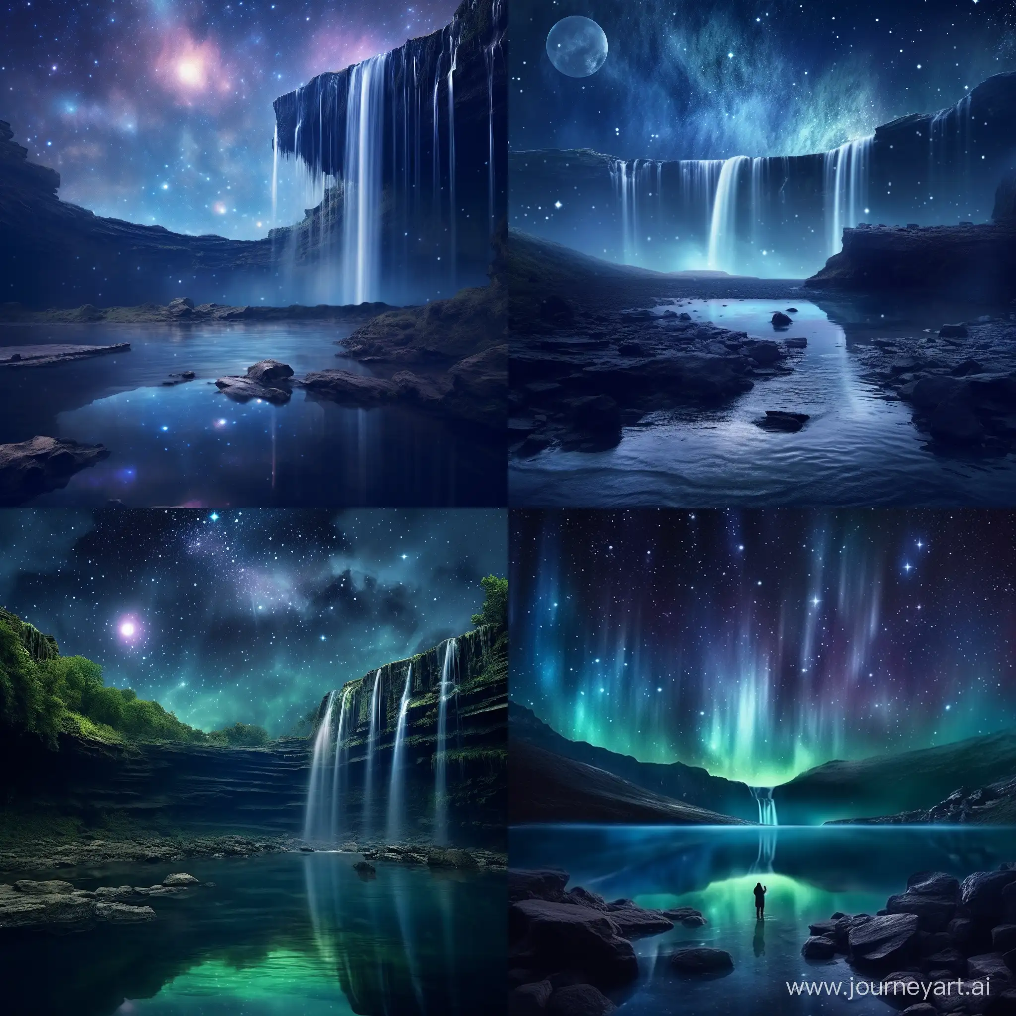 Mesmerizing-Nighttime-Waterfall-with-Cinematic-Aurora-and-Stars