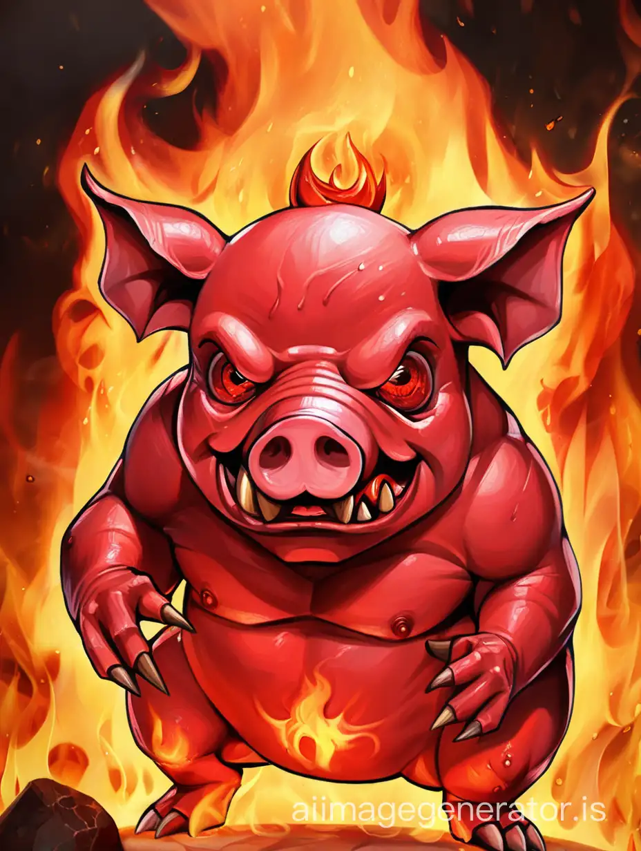 Demon Pig, fire, hungry, magma