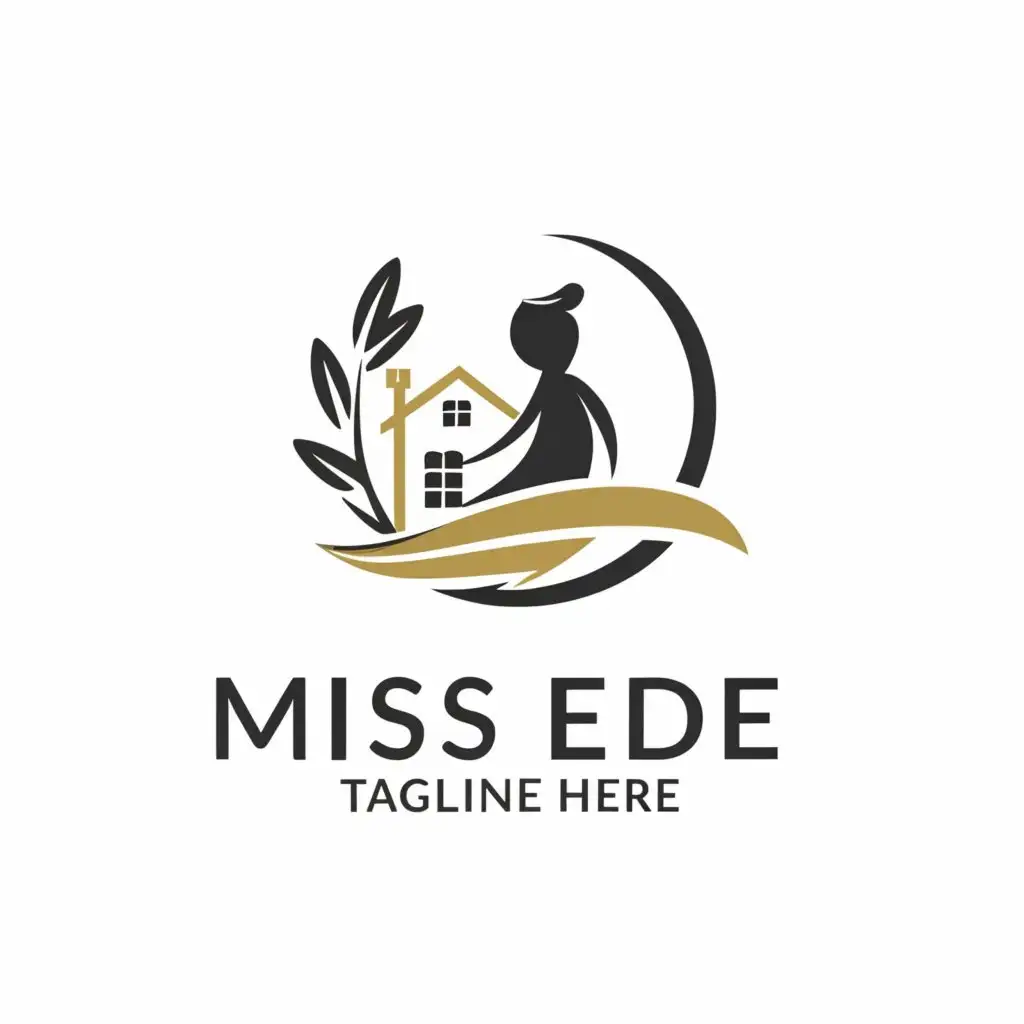 a logo design,with the text "MISS EDE", main symbol:A girl and a village,Minimalistic,be used in Finance industry,clear background