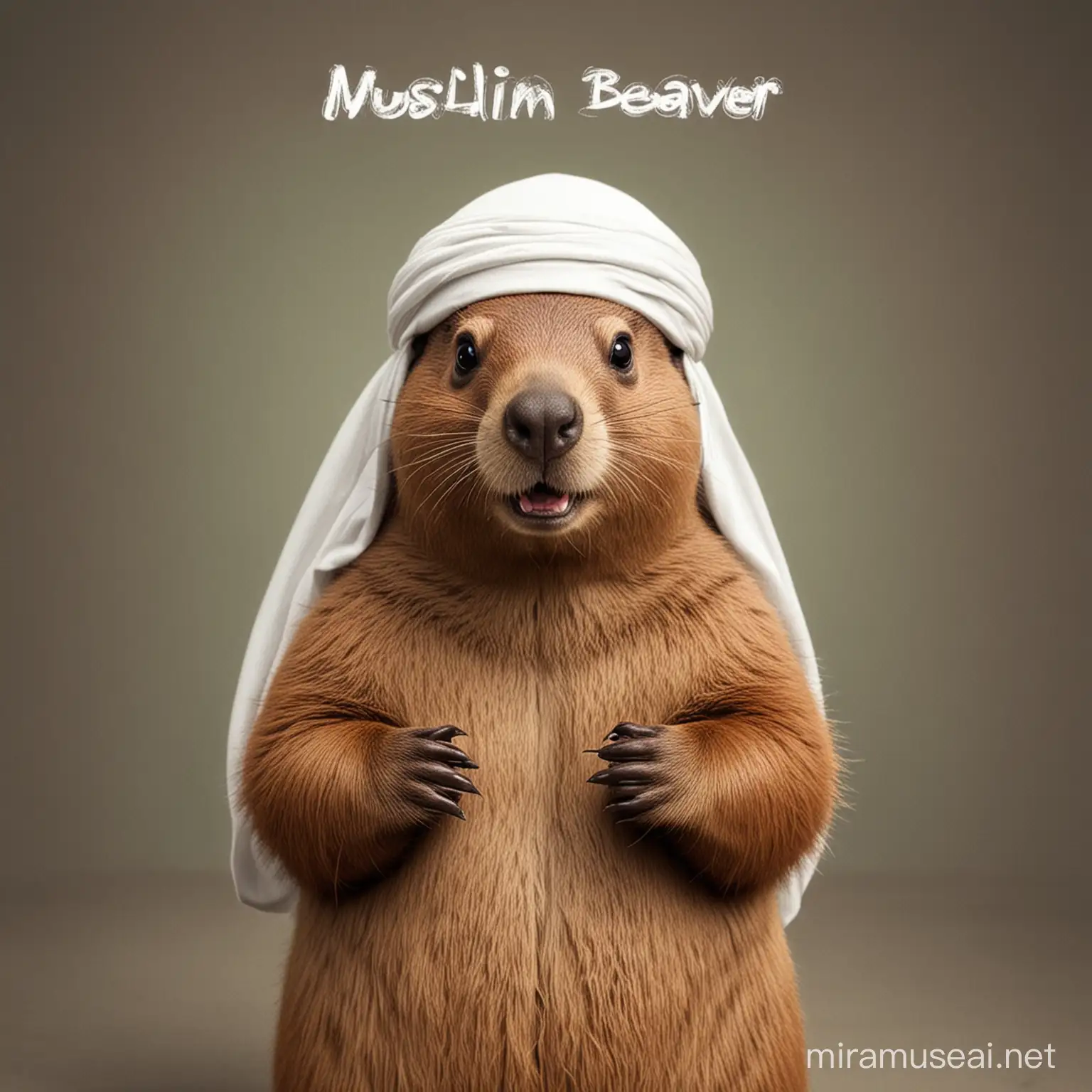 Cheerful Muslim Beaver Enjoying a Humorous Moment