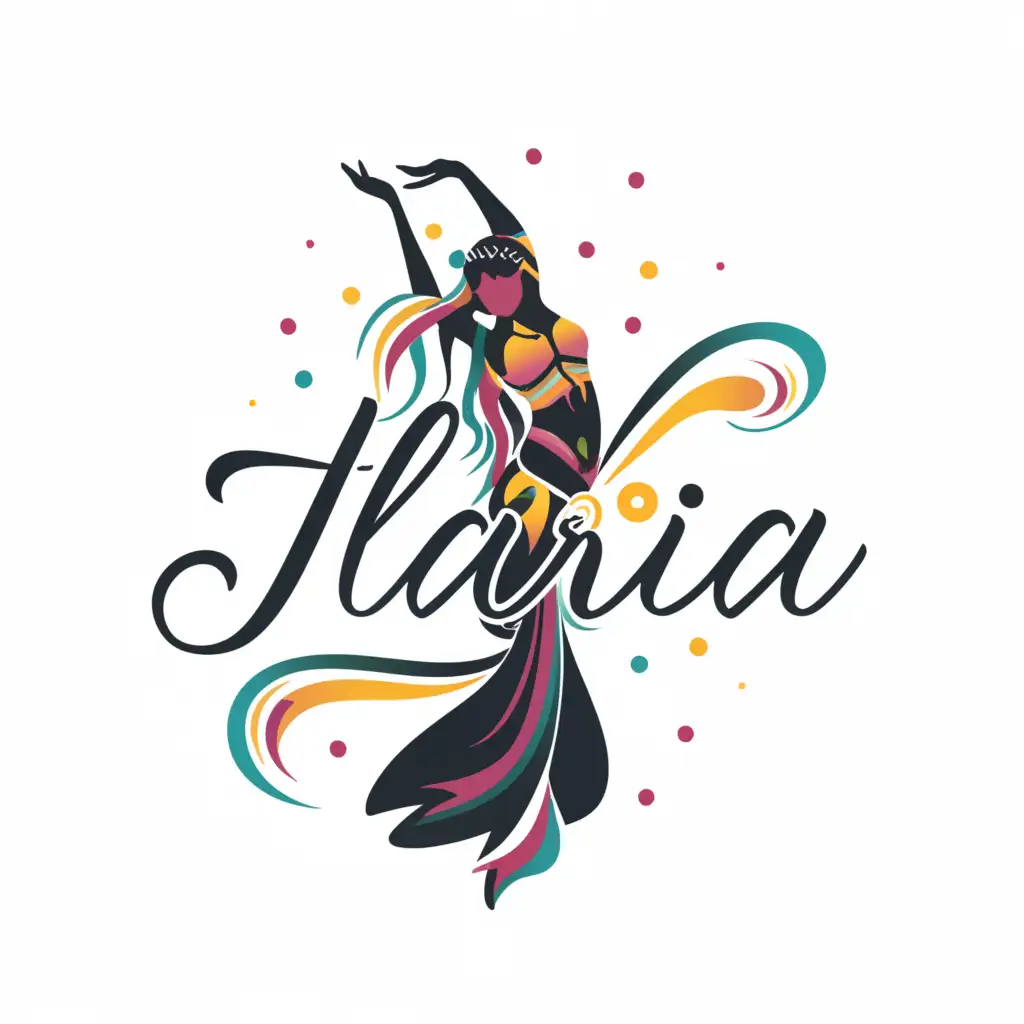 a logo design,with the text 'Ilaria', main symbol:Belly dancer,complex,be used in Events industry,clear background