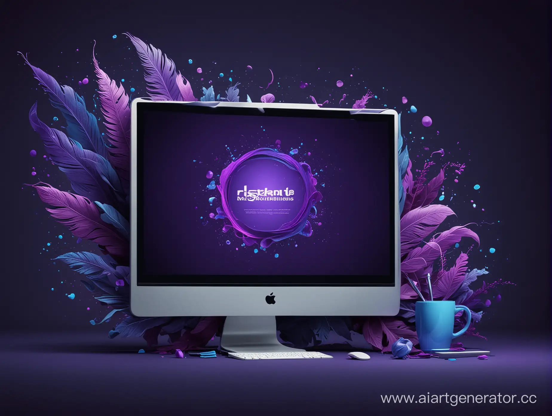 Картинка для создания сайта на темном фоне с использованием синего и фиолетового цвета