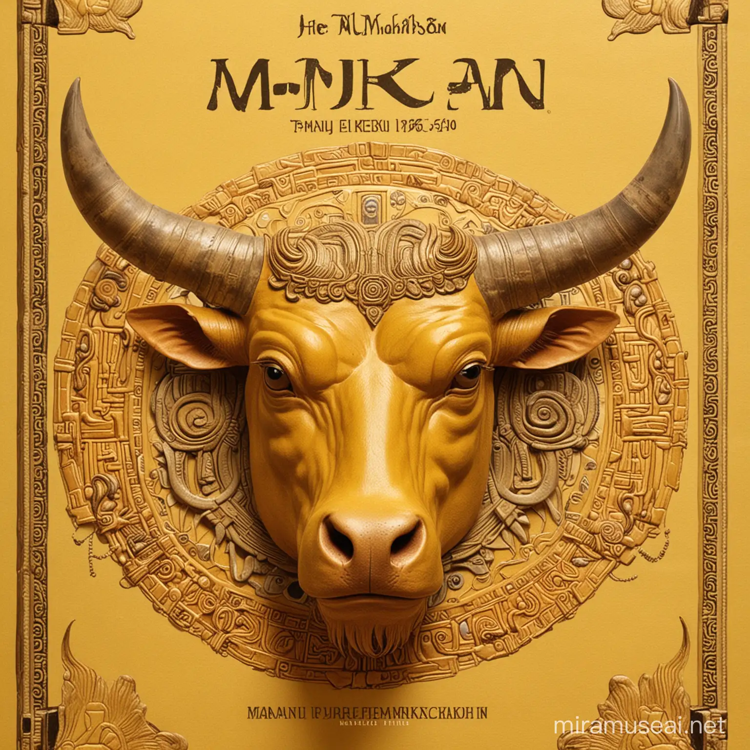 yellow book cover with title МАЛКИ ГРЕХОВЕ, the main image is a head of bull from Minoan civilizasion