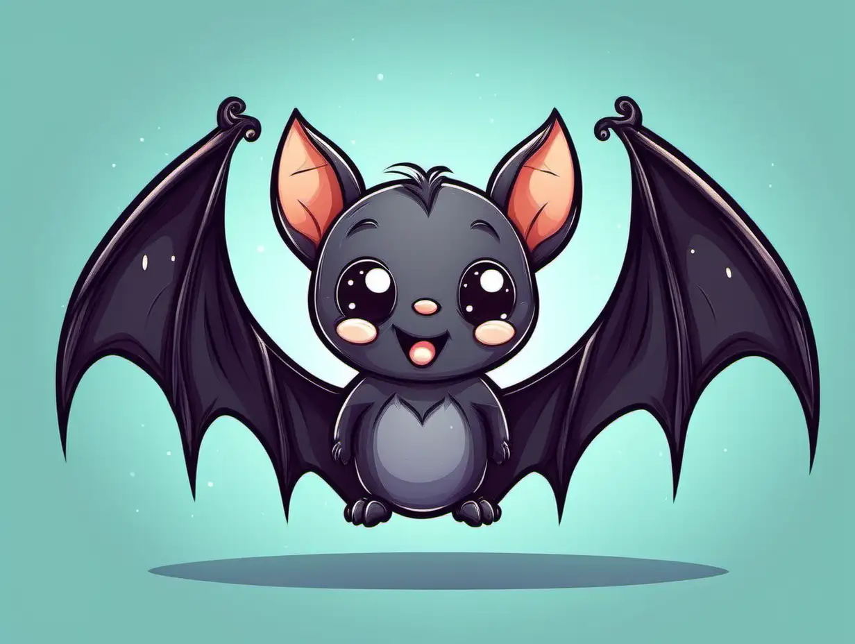 Adorable Cartoon Bat in Playful Pose