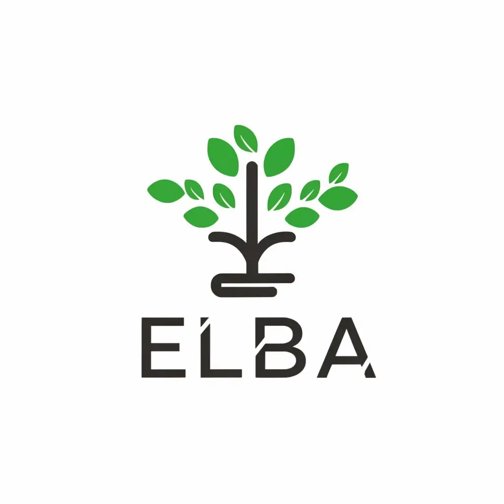 a logo design,with the text "Elba", main symbol:tree, 9 leaves, book,Minimalistic,be used in Education industry,clear background