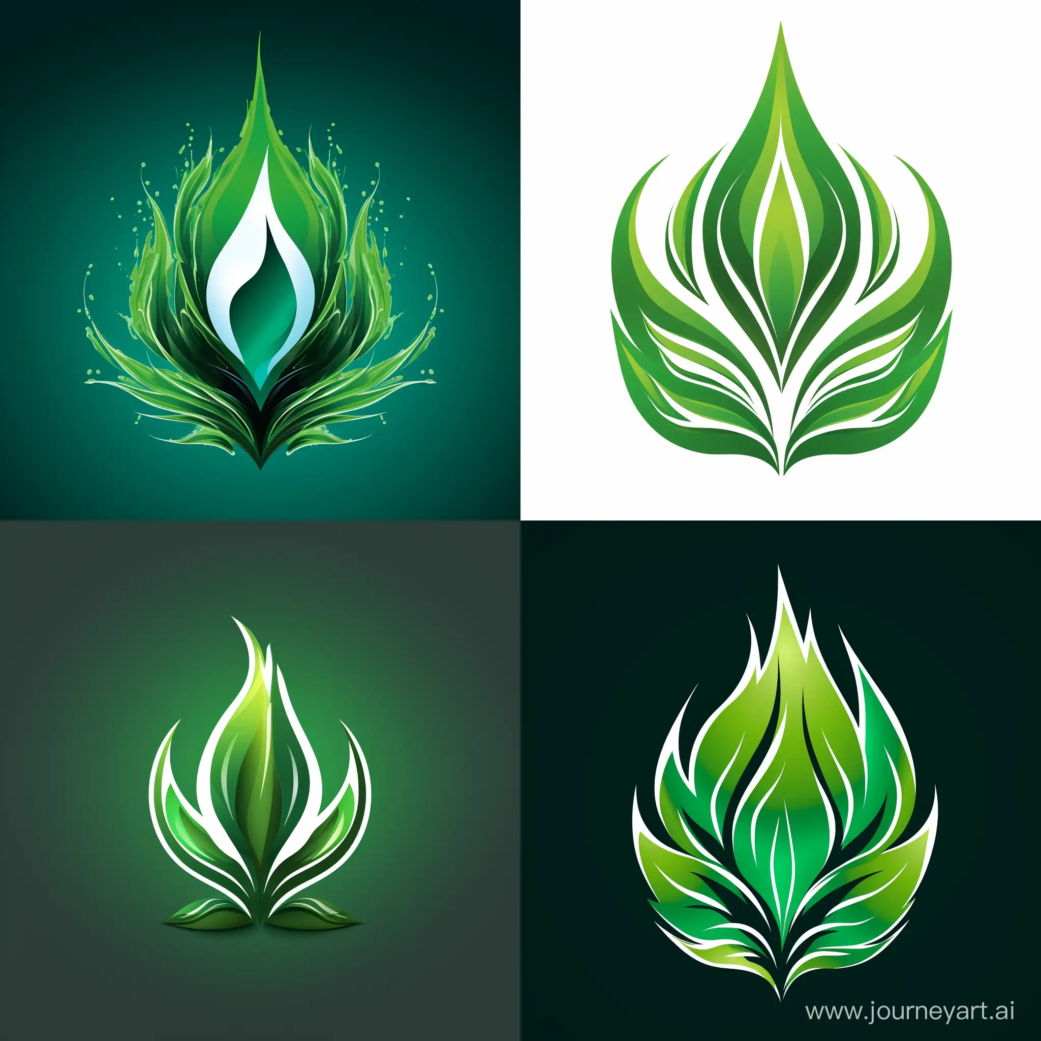 Monochrome-Vector-Image-Green-Leaves-Transform-Gazprom-Logo