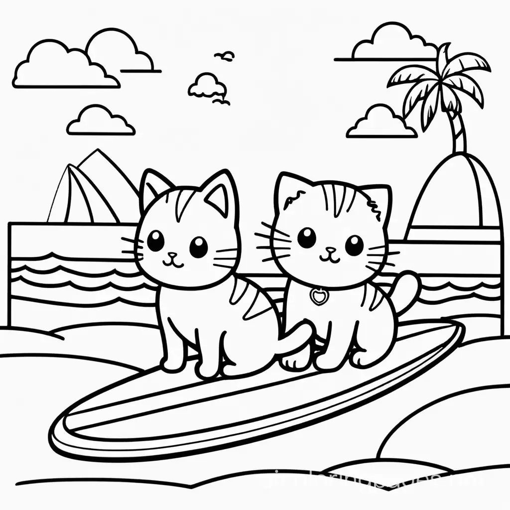 Kawaii-Surfing-Cats-Coloring-Page