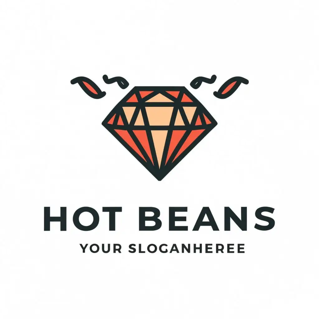 logo, a diamond, with the text "Hot Beans", typography, be used in Internet industry