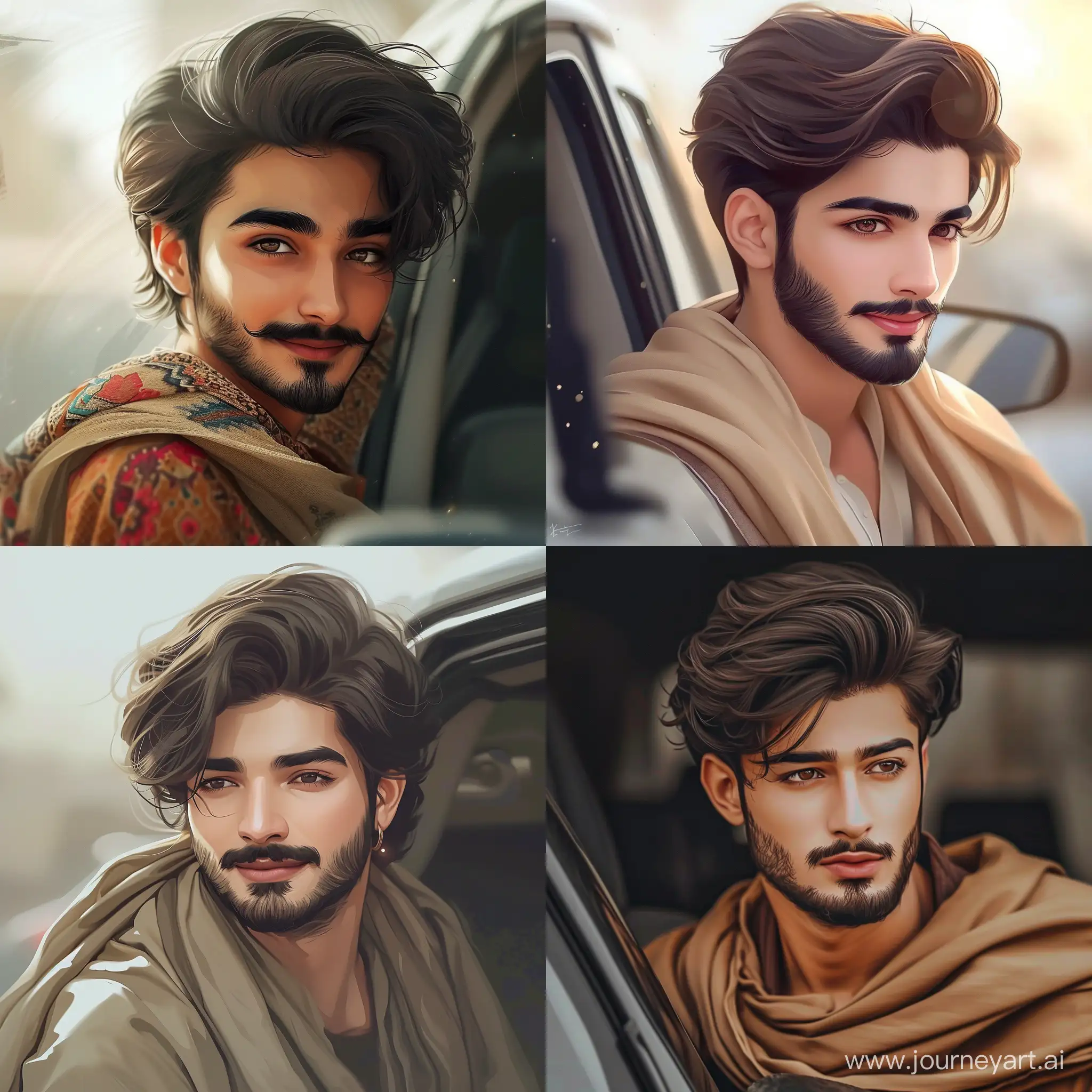 Stylish-Pakistani-Boy-Emerging-from-Car-with-Professional-Attitude-and-Shawl