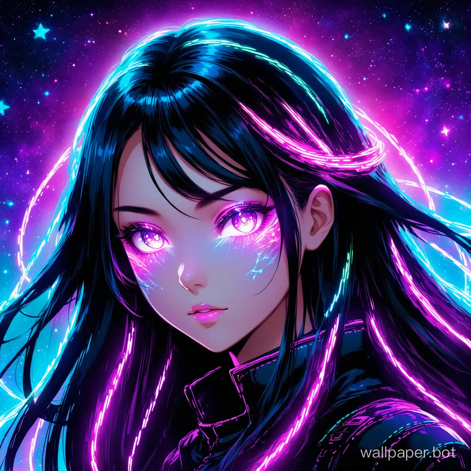 Futuristic-Cyberpunk-Girl-with-Glowing-Aura-and-UniverseInspired-Hair