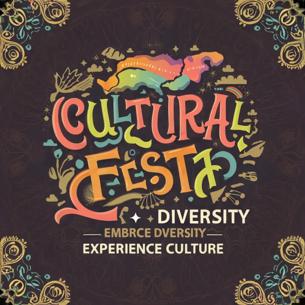 a logo design,with the text 'Cultural Fiesta-Embrace Diversity, Experience Culture', incorporating colourful elements from different cultures on a world map.,Moderate,be used in Travel industry, clear background in circul 