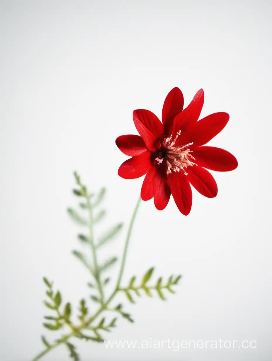 Vibrant-Red-Wildflower-Blossoming-Against-Clean-White-Background