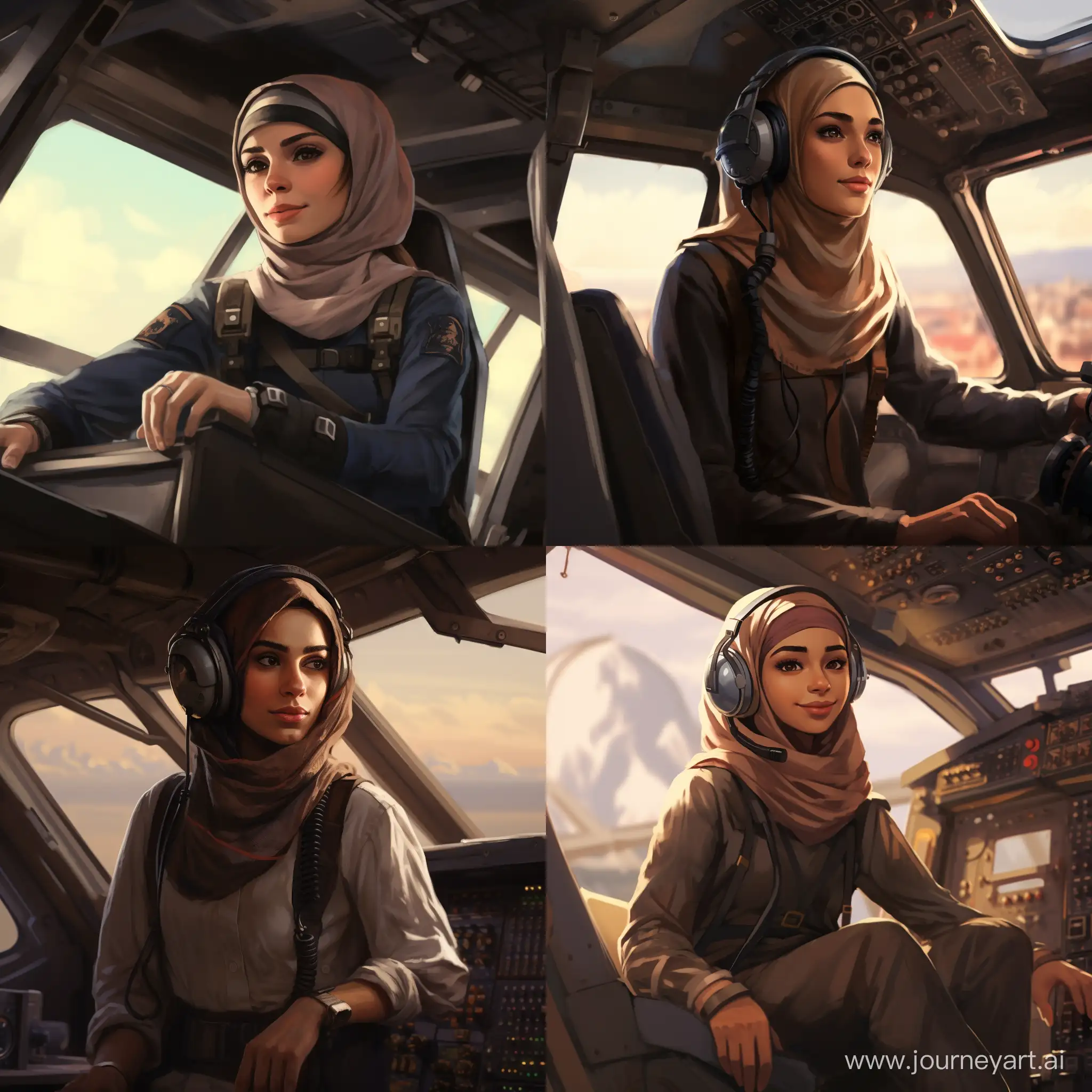 Muslim-Girl-Pilot-in-DomDom-Airplane-Aviation-Adventure-Art