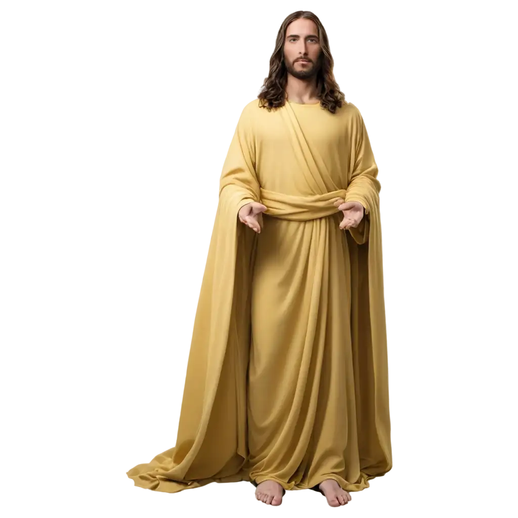 Jesus Christ in yellow cloth full body 
