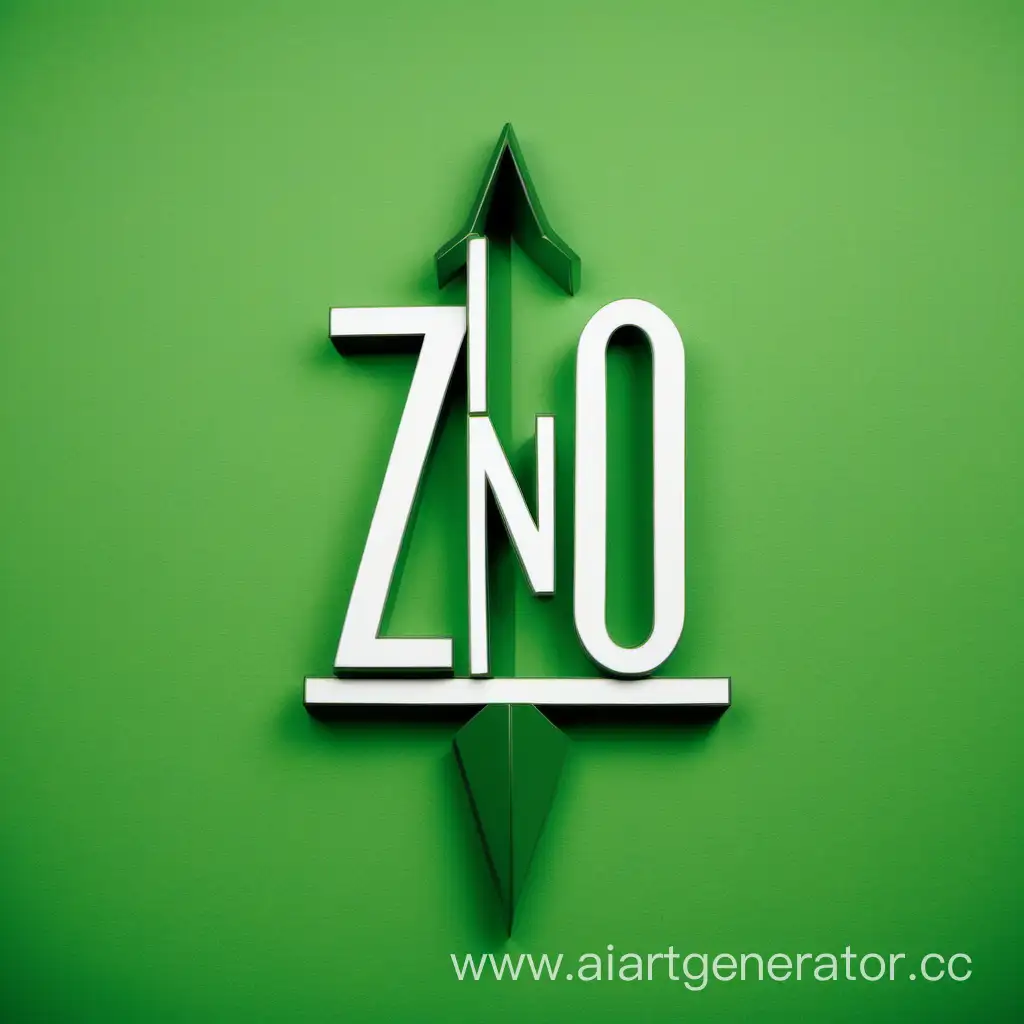 надпись ZnO и рядом стрелка вниз на зелёном фоне, причём "n" маленькая