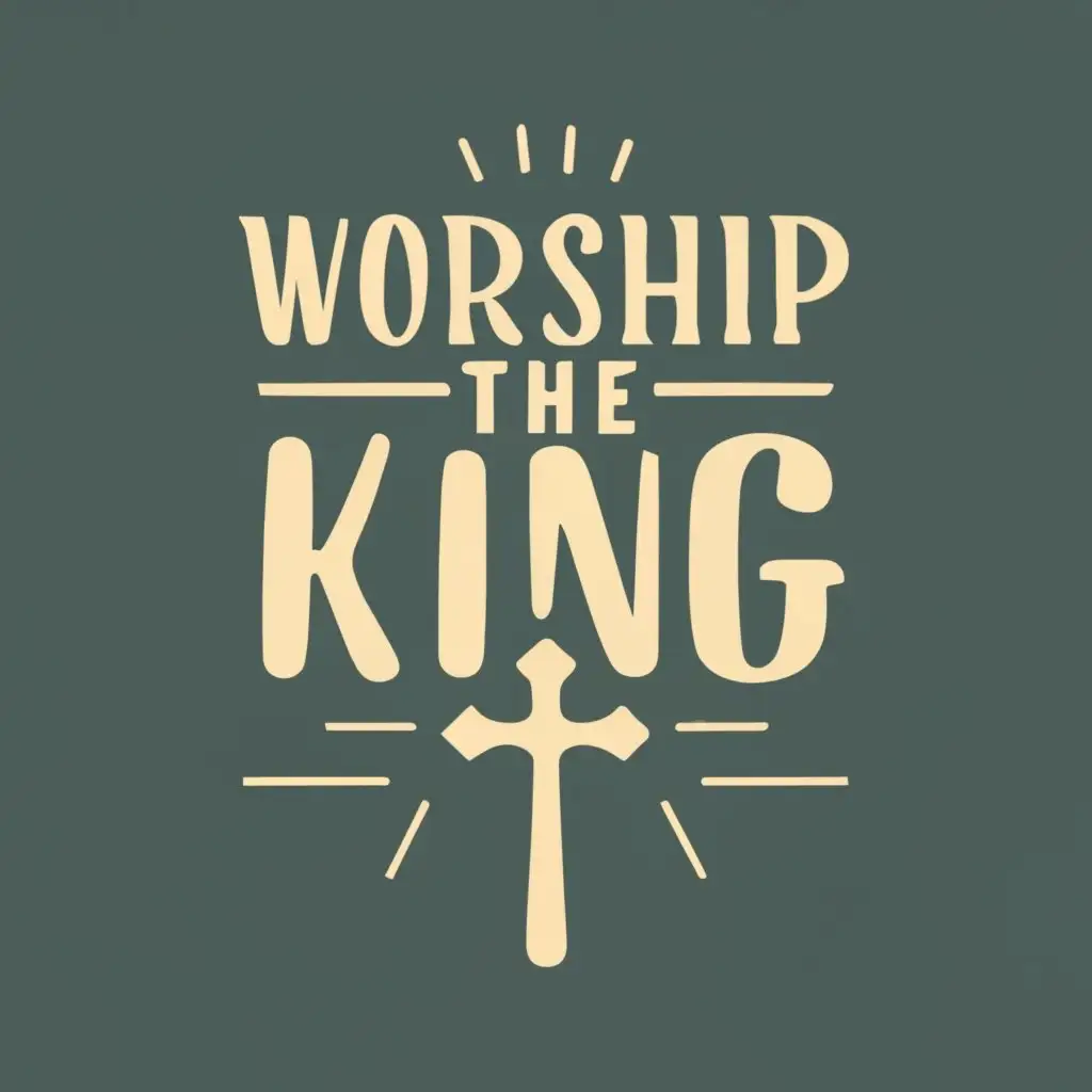 logo, cross, with the text "worship the king", typography, be used in Religious industry
